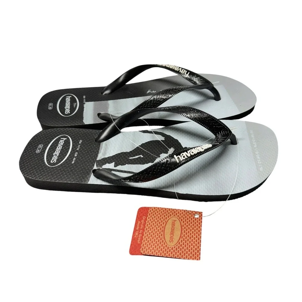 Havaianas Hype Flip Flops Skateboard Black White Men's Size 11/12 w/ Tags